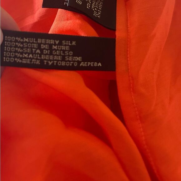 Ralph Lauren Black Label 100% Mulberry Silk Orange Button Up Top Size 2 525.00 - Picture 13 of 13